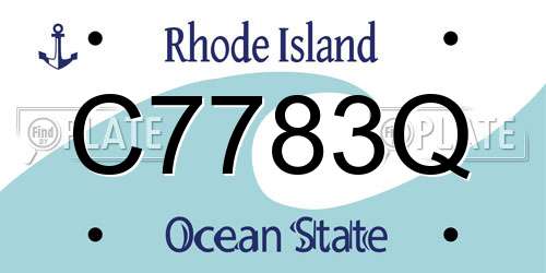 C7783Q Rhode Island License Plate