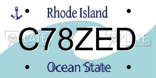 C78ZED Rhode Island License Plate