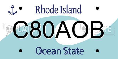 C80AOB Rhode Island License Plate