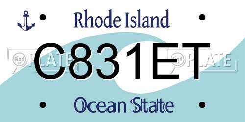 C831ET Rhode Island License Plate