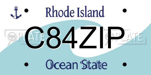 C84ZIP Rhode Island License Plate