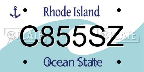 C855SZ Rhode Island License Plate