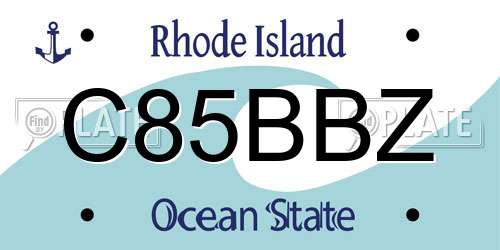 C85BBZ Rhode Island License Plate