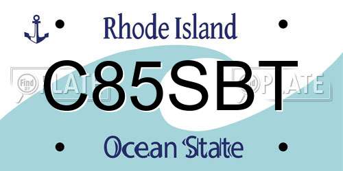 C85SBT Rhode Island License Plate