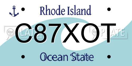 C87XOT Rhode Island License Plate