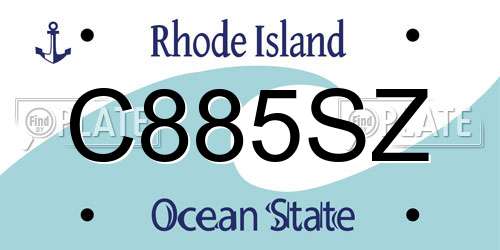 C885SZ Rhode Island License Plate
