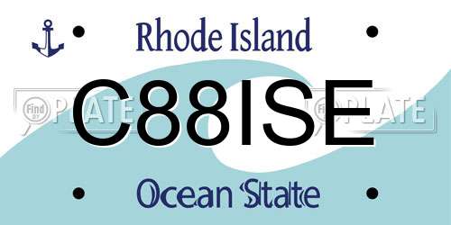 C88ISE Rhode Island License Plate