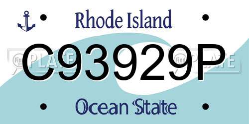 C93929P Rhode Island License Plate