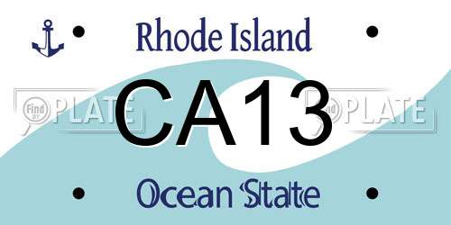 CA13 Rhode Island License Plate