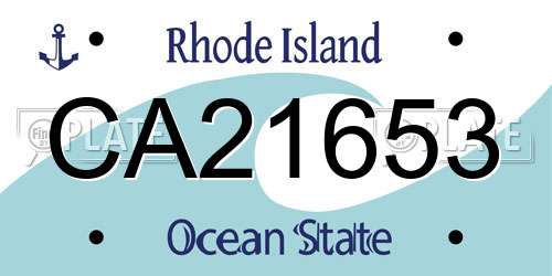 CA21653 Rhode Island License Plate