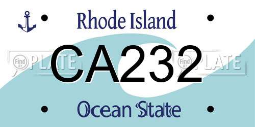 CA232 Rhode Island License Plate
