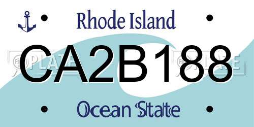 CA2B188 Rhode Island License Plate