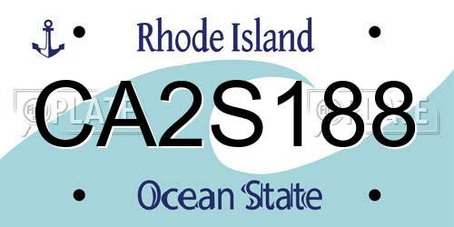 CA2S188 Rhode Island License Plate