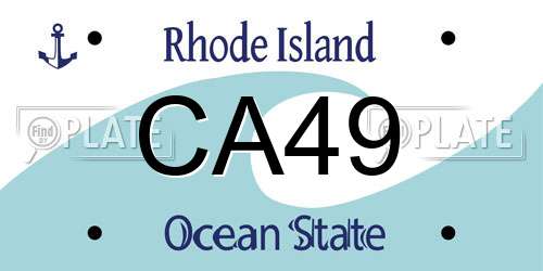 CA49 Rhode Island License Plate