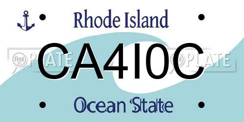 CA4I0C Rhode Island License Plate