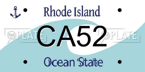 CA52 Rhode Island License Plate