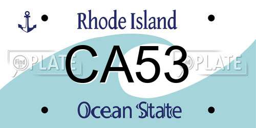 CA53 Rhode Island License Plate