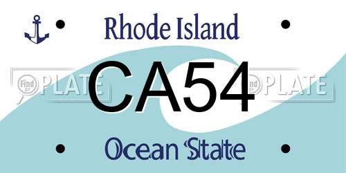 CA54 Rhode Island License Plate