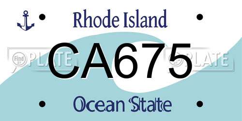 CA675 Rhode Island License Plate