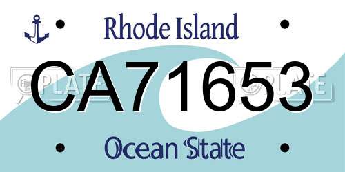 CA71653 Rhode Island License Plate