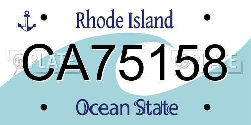 CA75158 Rhode Island License Plate