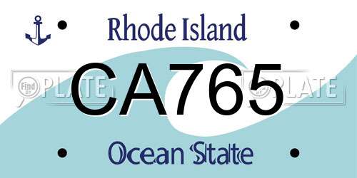 CA765 Rhode Island License Plate