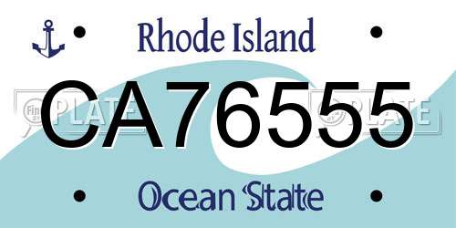CA76555 Rhode Island License Plate
