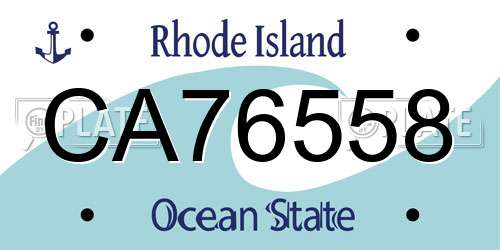 CA76558 Rhode Island License Plate
