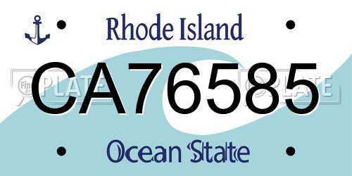 CA76585 Rhode Island License Plate