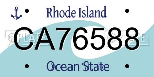CA76588 Rhode Island License Plate