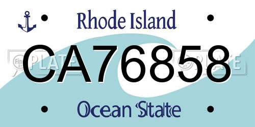 CA76858 Rhode Island License Plate