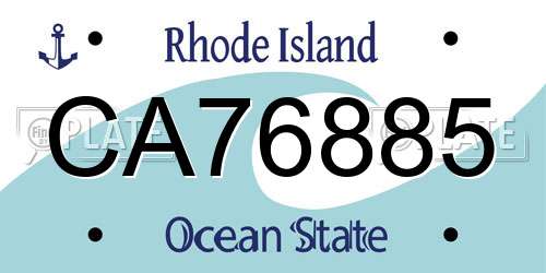 CA76885 Rhode Island License Plate