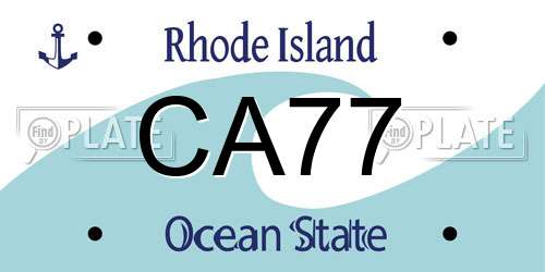 CA77 Rhode Island License Plate
