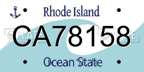 CA78158 Rhode Island License Plate