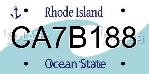 CA7B188 Rhode Island License Plate