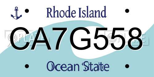 CA7G558 Rhode Island License Plate