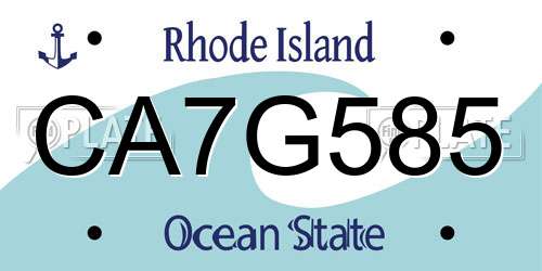 CA7G585 Rhode Island License Plate