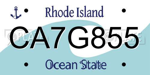 CA7G855 Rhode Island License Plate