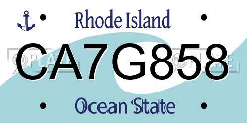 CA7G858 Rhode Island License Plate