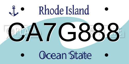 CA7G888 Rhode Island License Plate