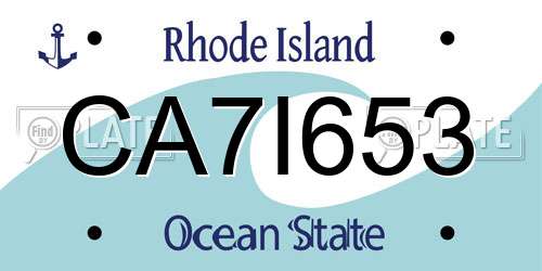 CA7I653 Rhode Island License Plate