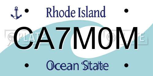 CA7M0M Rhode Island License Plate