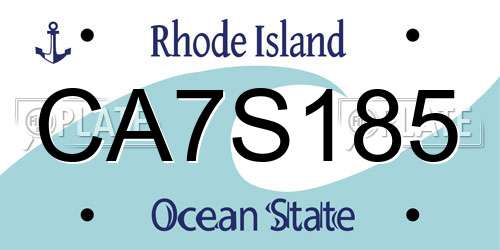 CA7S185 Rhode Island License Plate