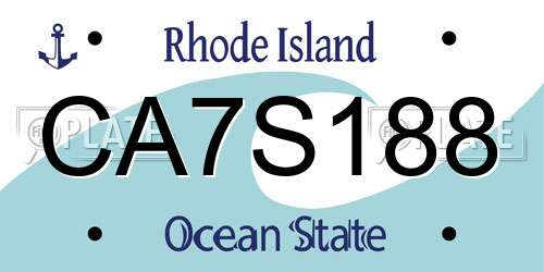 CA7S188 Rhode Island License Plate
