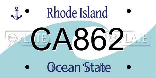 CA862 Rhode Island License Plate