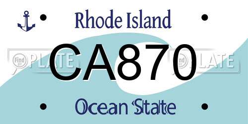 CA870 Rhode Island License Plate