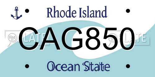 CAG850 Rhode Island License Plate