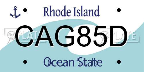 CAG85D Rhode Island License Plate