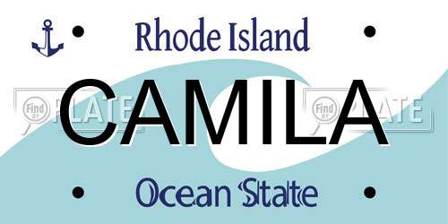 CAMILA Rhode Island License Plate