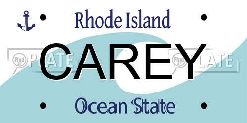 CAREY Rhode Island License Plate